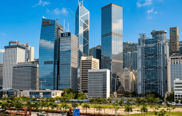 Central, Hong Kong, with the Bank of China Tower, Cheung Kong Center and the HSBC building